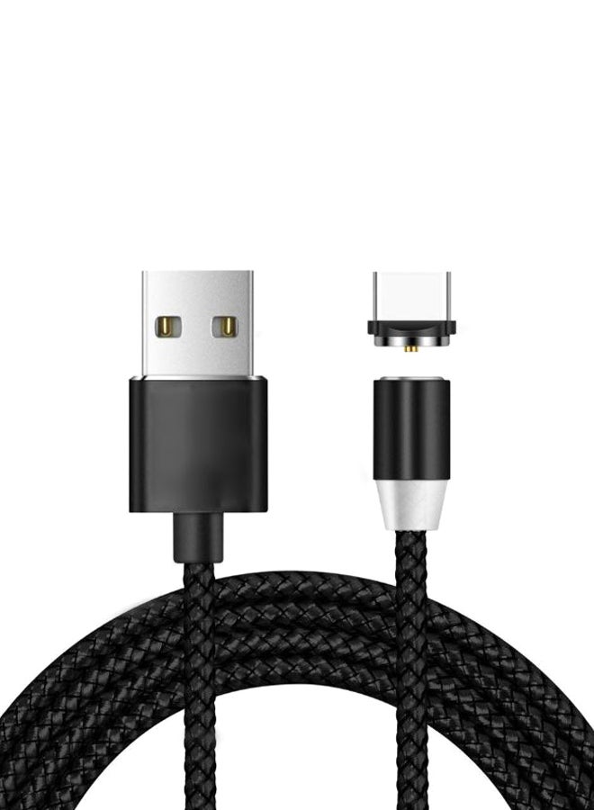 كابل Micro USB مغناطيسي بتصميم دائري 3 في 1 لمزامنة البيانات والشحن أسود