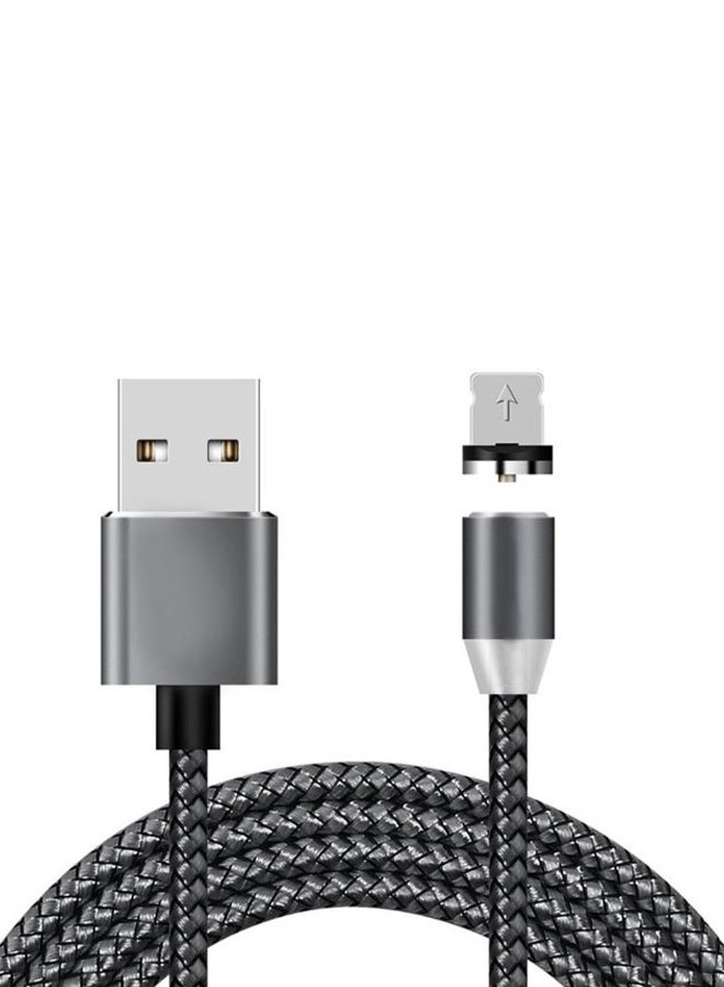 كابل Micro USB مغناطيسي بتصميم دائري 3 في 1 لمزامنة البيانات والشحن رمادي/أسود