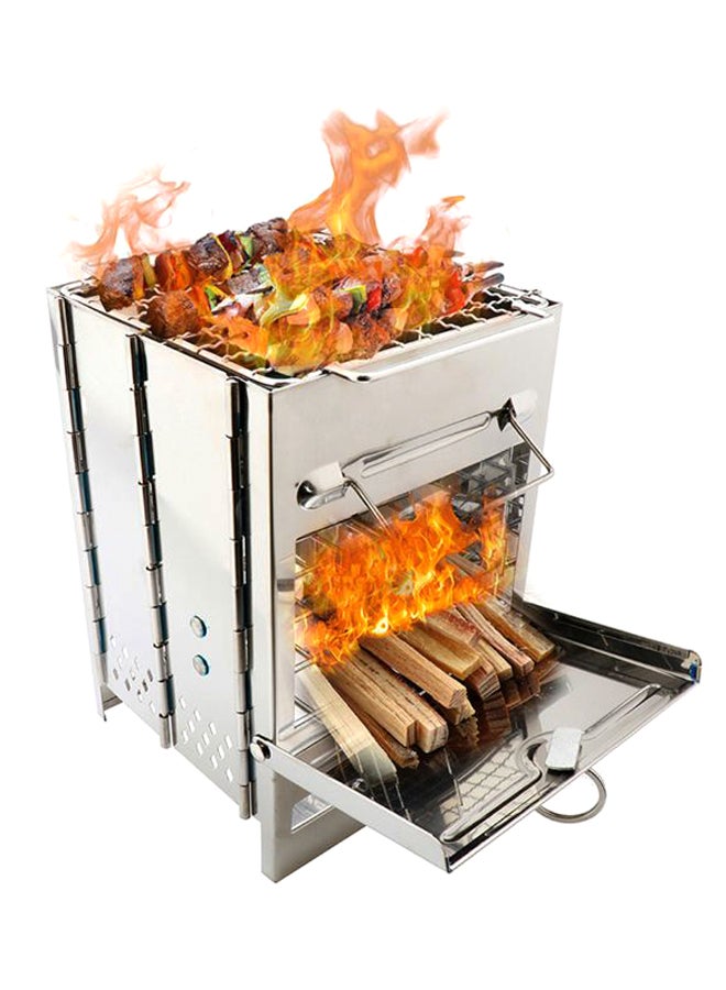 LIXADA Folding  Stove And Mini BBQ Grill With Carry Bag Silver - Image 1
