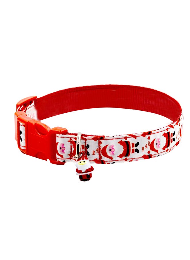 Adjustable Santa Pattern Pet Collar White/Red