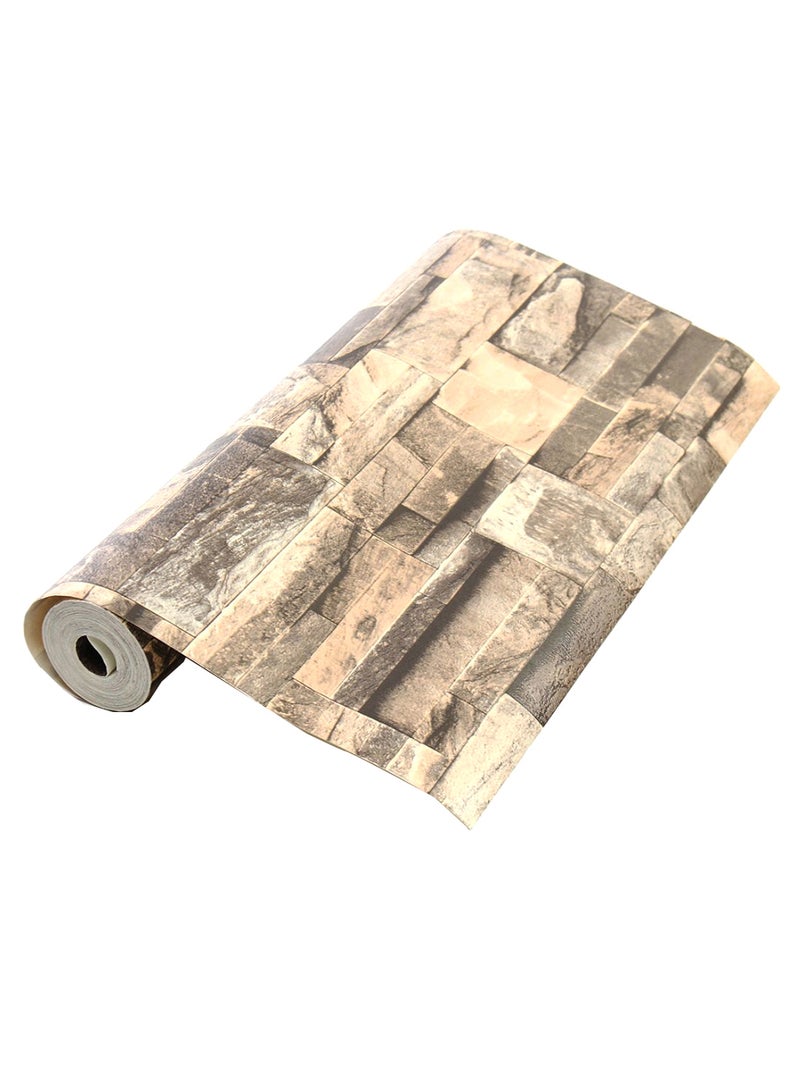 ورق جدران واقٍ بخلفيّة على شكل أحجار مكدسة بيج / بني 10 x 0.53متر