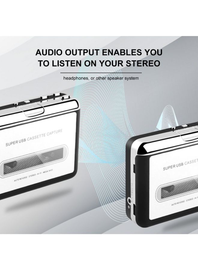 Generic - USB Cassette To MP3 Converter Audio Player ZC432600 Black/Silver - Image 1