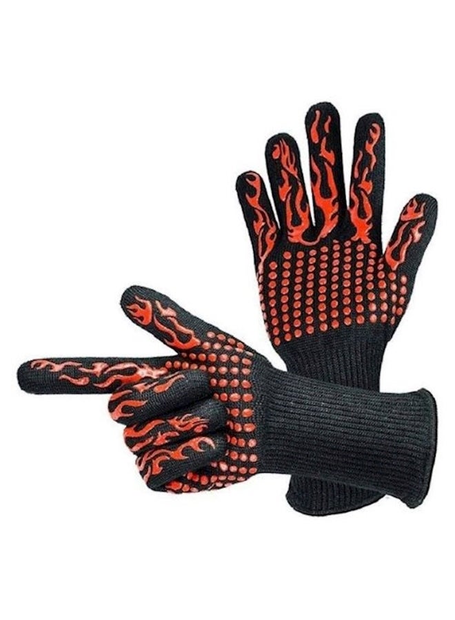 BBQ Oven Mitts Gloves Black/Red - Image 3