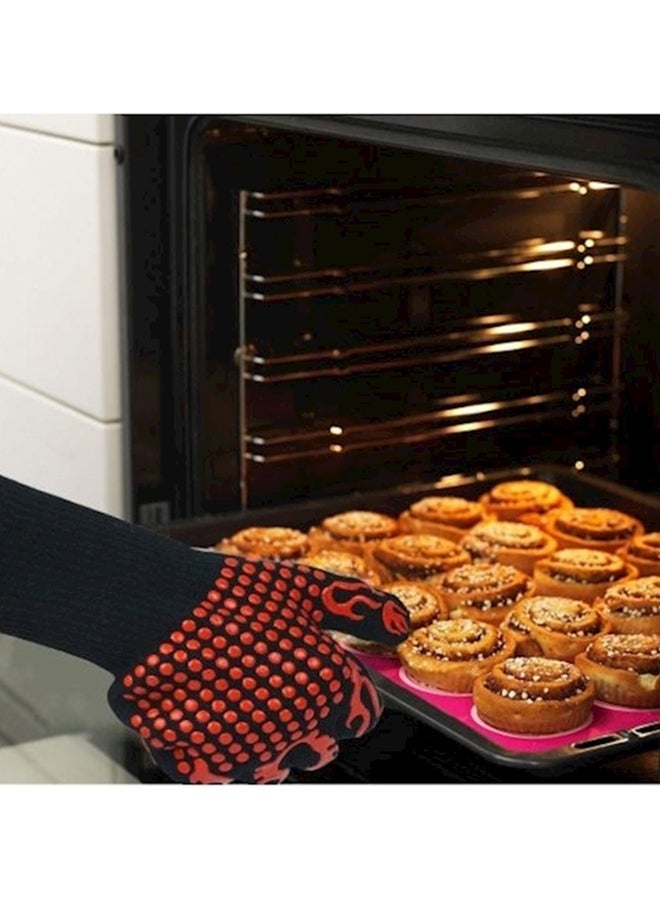 BBQ Oven Mitts Gloves Black/Red - Image 4