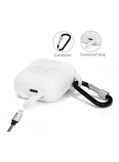 FUVISION Protective Case Cover With Carabiner For Apple AirPods White  - Image 4