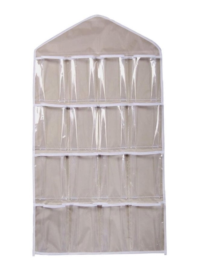 Wall Hanging Storage Bag 16 Pockets Clear Hanging Bag Socks Bra Underwear Rack Hanger Storage Organizer Green,Blue,Beige,Pink  - Image 2
