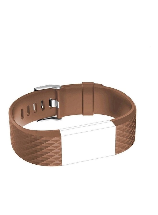 Silicone Replacement Bracelet Band For Fitbit Charge 2 Brown  - Image 2