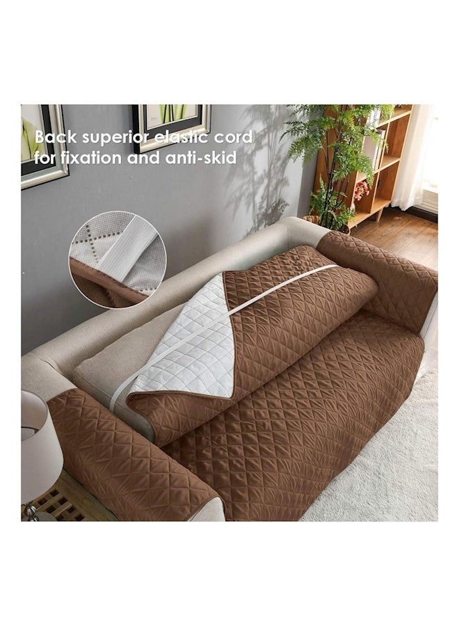 Anti-Slip Couch Cover Sofa Furniture Protector For Pets With Adjustable Elastic Strap Brown 190x195cm  - Image 4