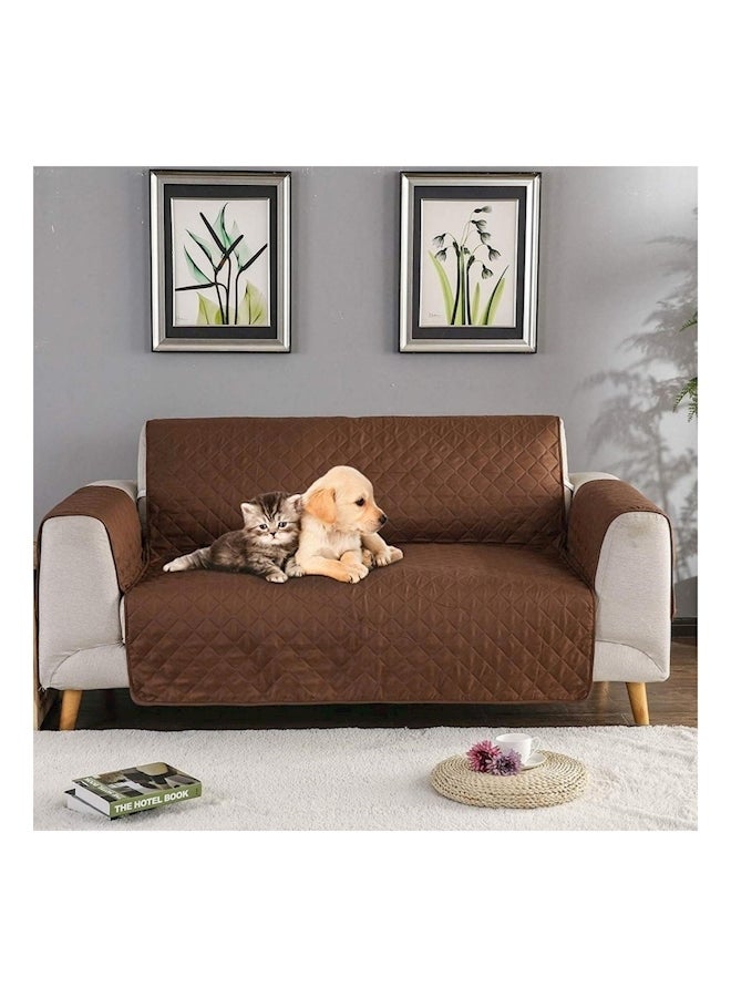 Anti-Slip Couch Cover Sofa Furniture Protector For Pets With Adjustable Elastic Strap Brown 190x195cm  - Image 5