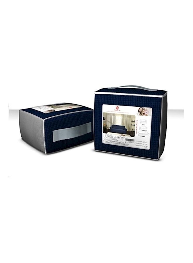 1-Piece Knit Jacquard Spandex Stretch Sofa Slipcover Dark Blue - Image 4