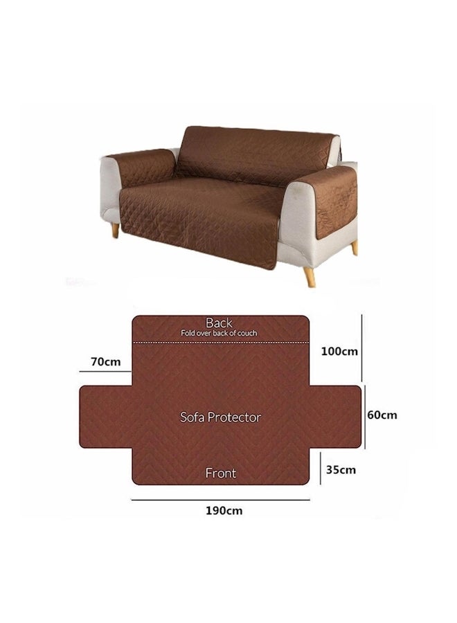 Anti-Slip Couch Cover Sofa Furniture Protector For Pets With Adjustable Elastic Strap Brown 190x195cm  - Image 2