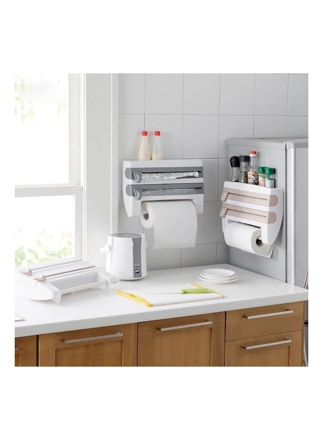 Wall Mounted Multi-Layered Rack White/Brown - Image 4