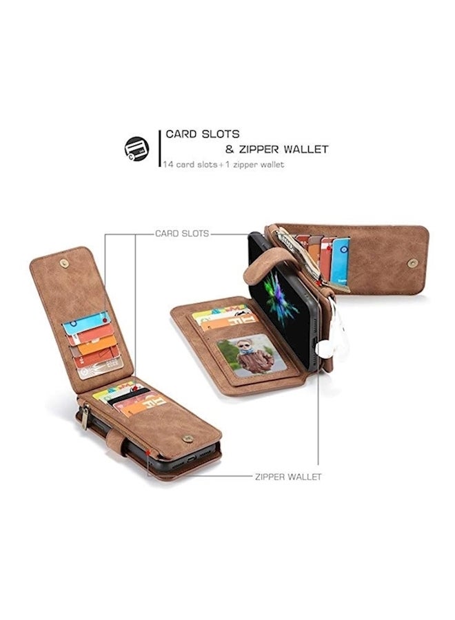 Protective Wallet Card Case Cover For Apple iPhone Xs Max Brown