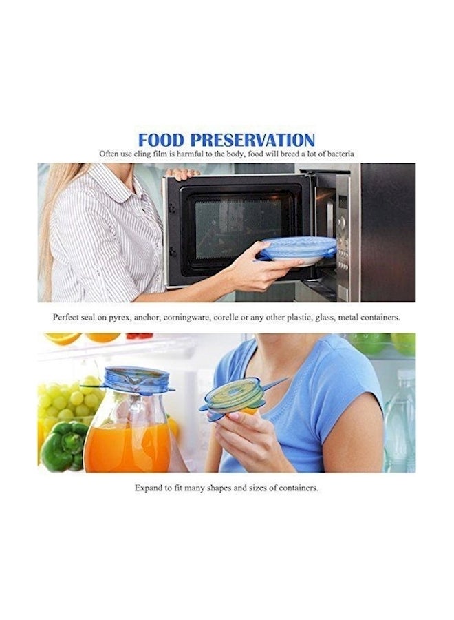 6 Piece Reusable Silicone Food Lid Set Blue - Image 2