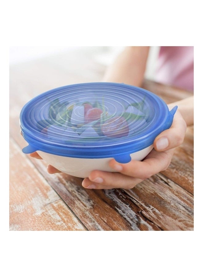 6 Piece Reusable Silicone Food Lid Set Blue - Image 4