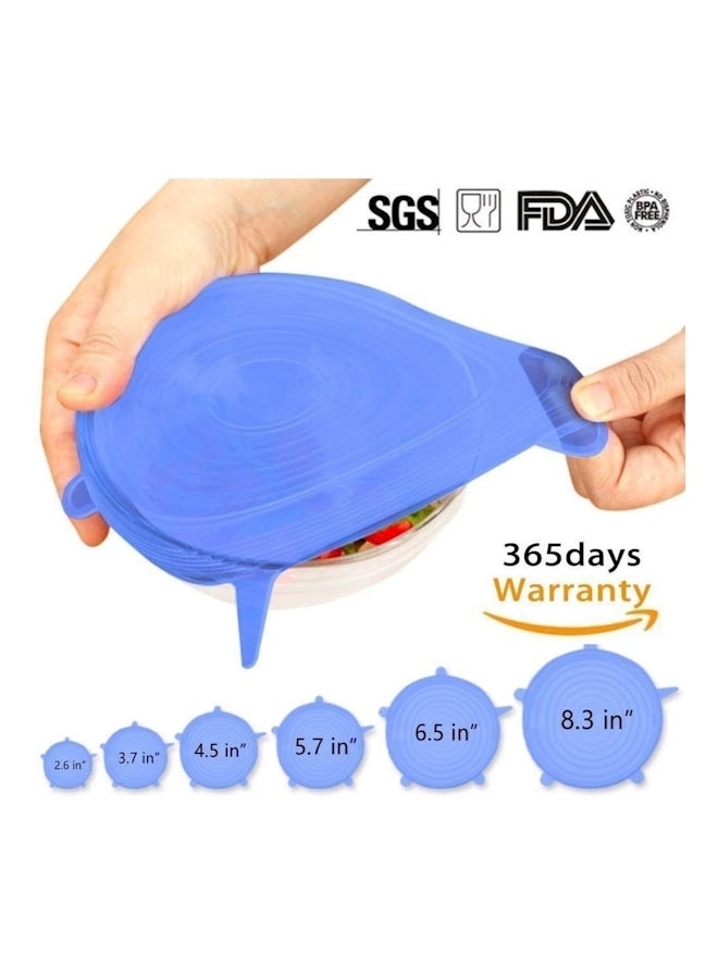 6 Piece Reusable Silicone Food Lid Set Blue - Image 5