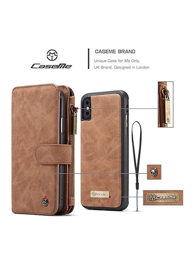 Protective Wallet Card Case Cover For Apple iPhone Xs Max Brown