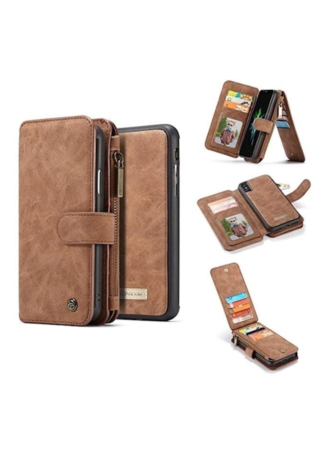 Protective Wallet Card Case Cover For Apple iPhone Xs Max Brown