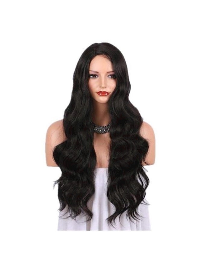 Long Curly And Wavy Hair Wig Black 24inch - Image 3