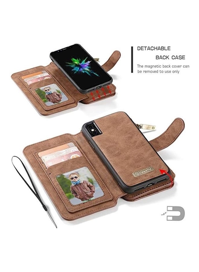 Protective Wallet Card Case Cover For Apple iPhone Xs Max Brown