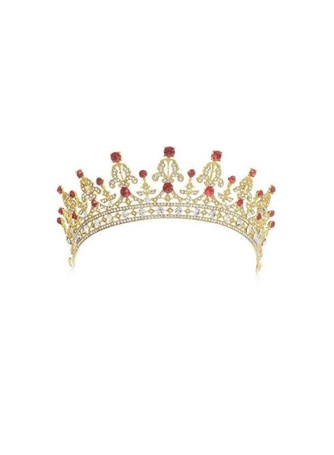 Royal Wedding Crystal Crown Gold/Ruby 10.6 x 4.7 x 2.1inch - Image 1