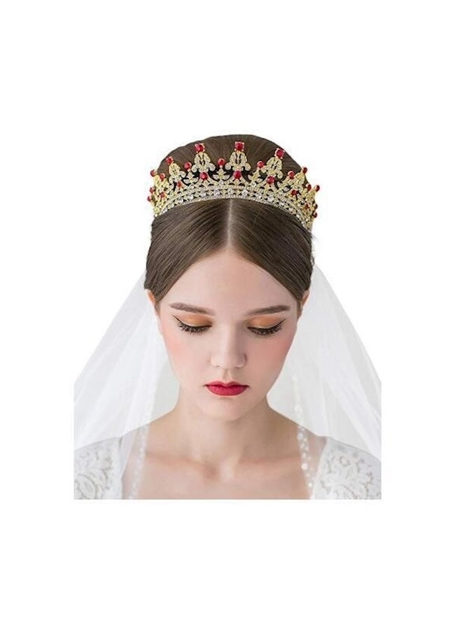 Royal Wedding Crystal Crown Gold/Ruby 10.6 x 4.7 x 2.1inch - Image 2