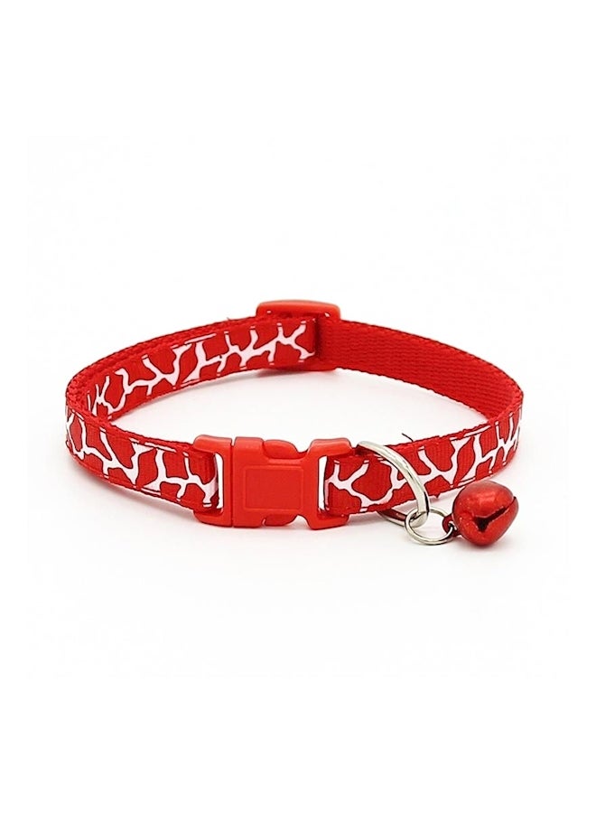 Texture Pattern Print Pet Collar With Removable Bell Red - Image 1