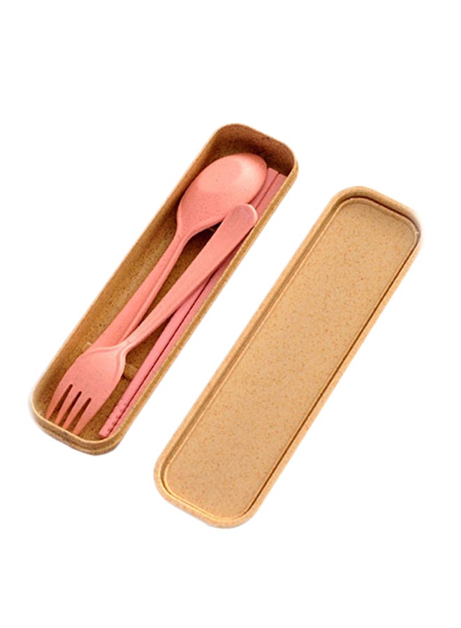 طقم أدوات مائدة مصنوعة من بلاستيك قش القمح وردي 21.3 X 5.6 X 5.6سم