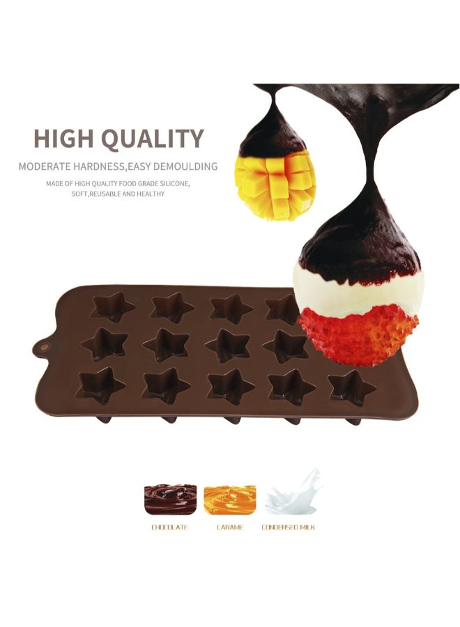 15-Slot Star Chocolate Cake Mould Brown 22.5centimeter  - Image 3
