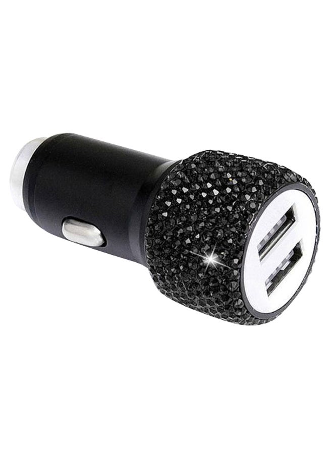 شاحن سيارة بواجهة USB مزدوجة أسود