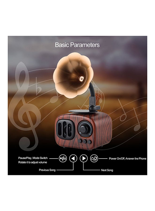 Vintage Style Bluetooth Speaker V5758 Brown  - Image 2
