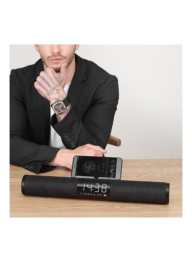 Mini Alarm Clock Bluetooth Bass Speaker V4808 Black - Image 2
