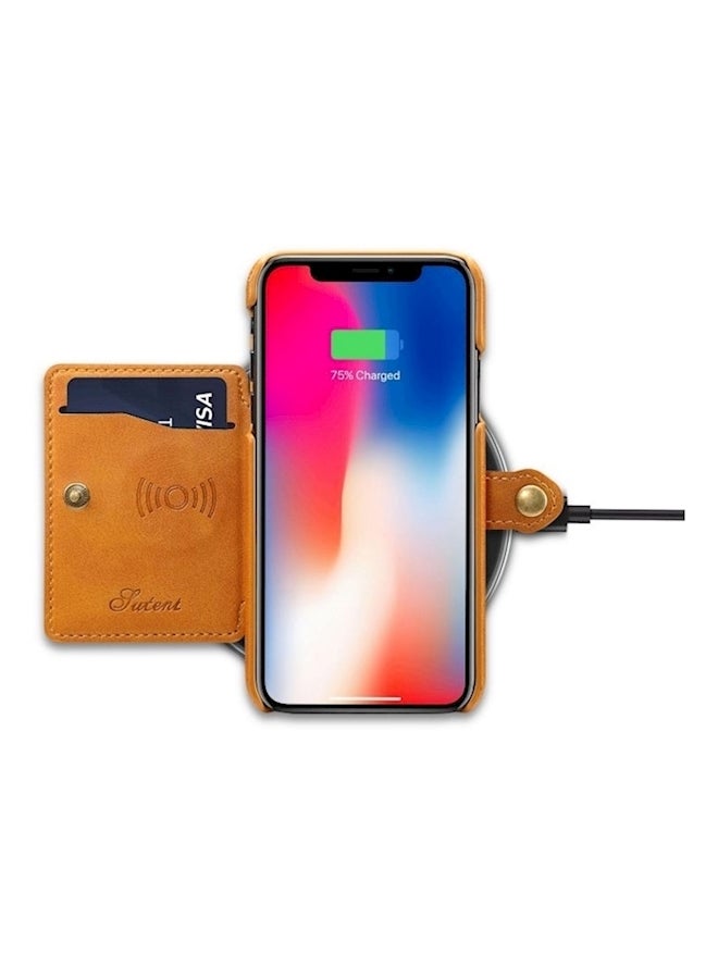 Suteni Protective Wallet Card Case Cover For Apple iPhone X/Xs Yellow - Image 4