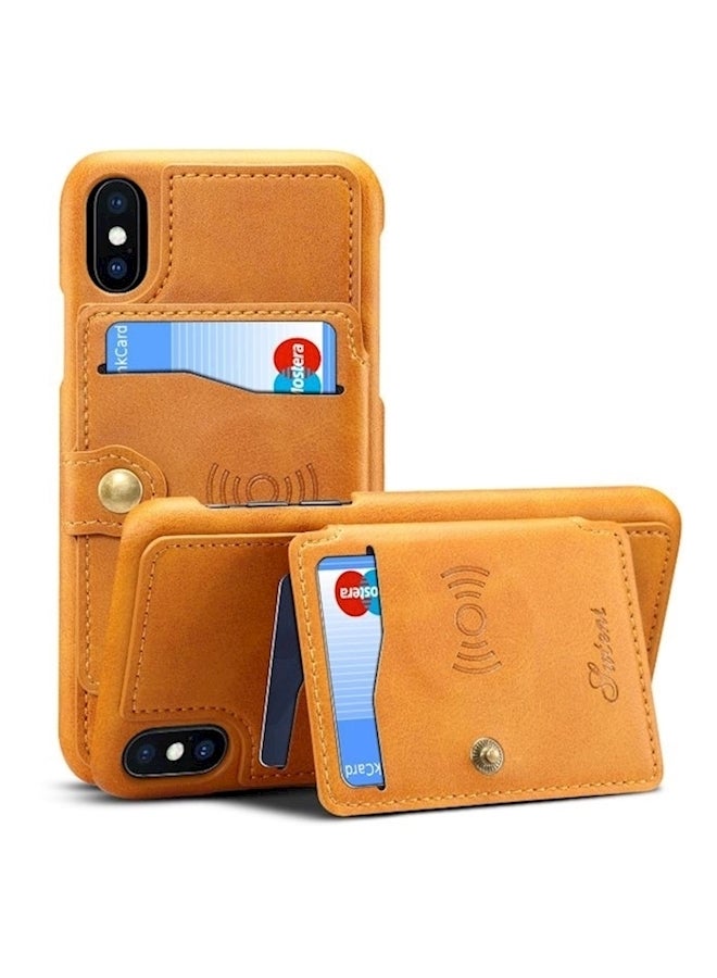 Suteni Protective Wallet Card Case Cover For Apple iPhone X/Xs Yellow - Image 1