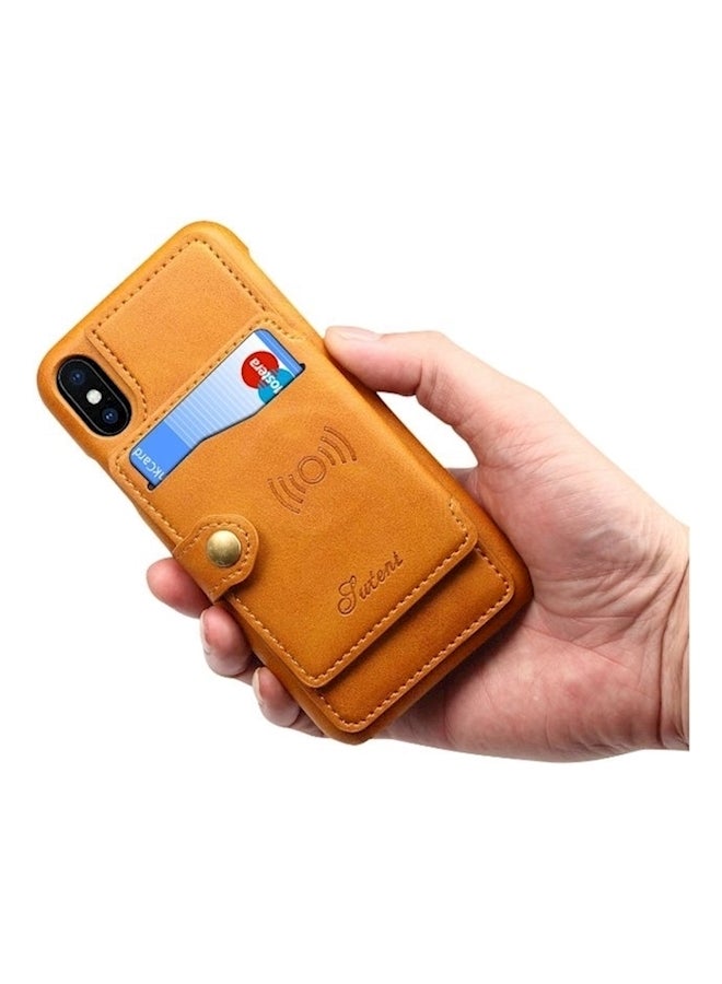 Suteni Protective Wallet Card Case Cover For Apple iPhone X/Xs Yellow - Image 5