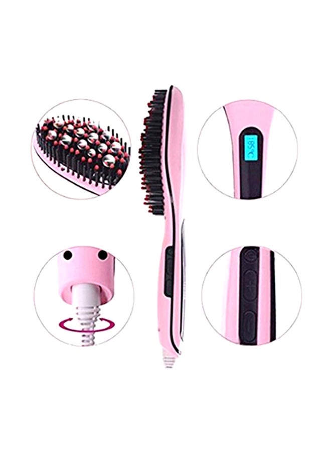 Electric Hair Straightening Brush With LCD Display Pink 600grams - Image 3