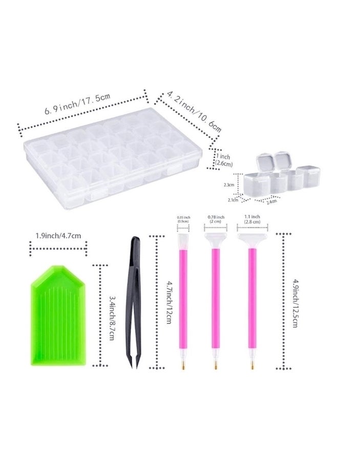 Generic - Pack Of 24 Diamond Painting Cross Stitch Tool Set Pink/Green/White - Image 1