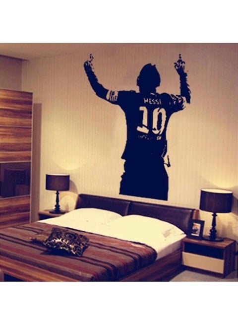 Football Player Messi Printed Wall Sticker Black 40x55cm