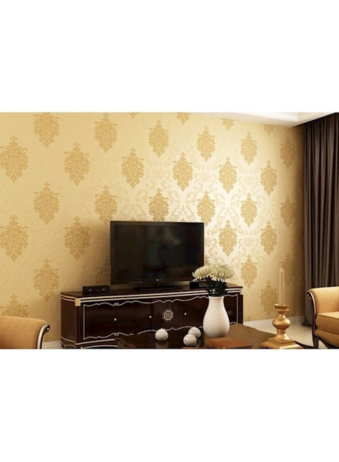 Elegant Relief Flower Texture Damask Wallpaper Metallic Beige 