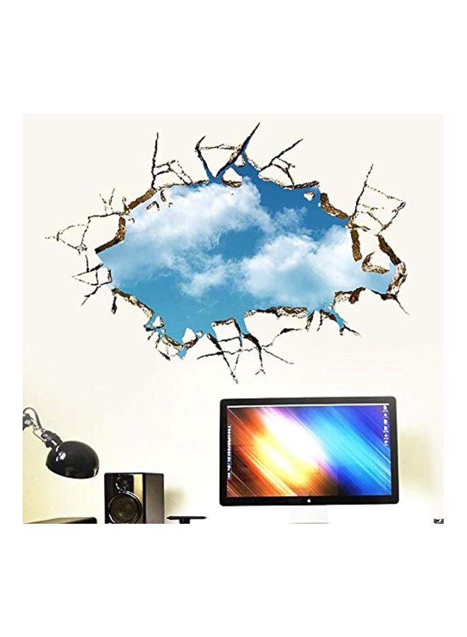 ملصق جداري ثلاثي الأبعاد بتصميم سحب أزرق/ أبيض 70x50سم - Image 3