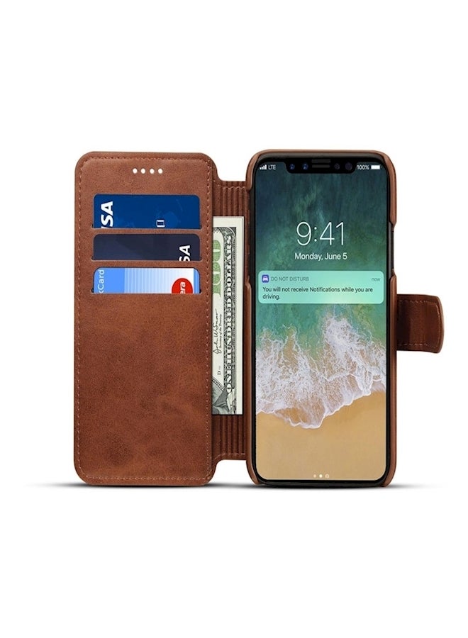 Futent Protective Wallet Card Case Cover For Apple iPhone X/Xs Brown  - Image 4