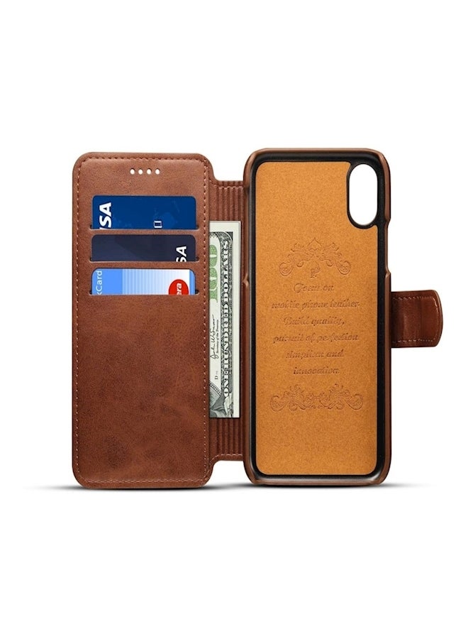 Futent Protective Wallet Card Case Cover For Apple iPhone X/Xs Brown  - Image 5