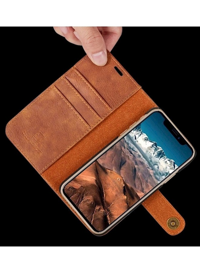Dg مينغ غطاء حماية واق بنمط محفظة وجيب للبطاقات لهواتف أبل أيفون Xs/X بني - Image 5