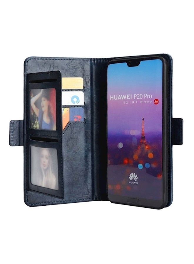 Protective Wallet Card Case Cover For Huawei P20 Pro Blue  - Image 4