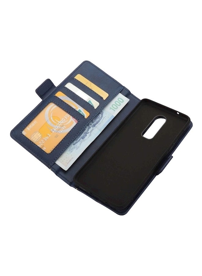Generic - Protective Wallet Card Case Cover For OnePlus 6 Blue - Image 1