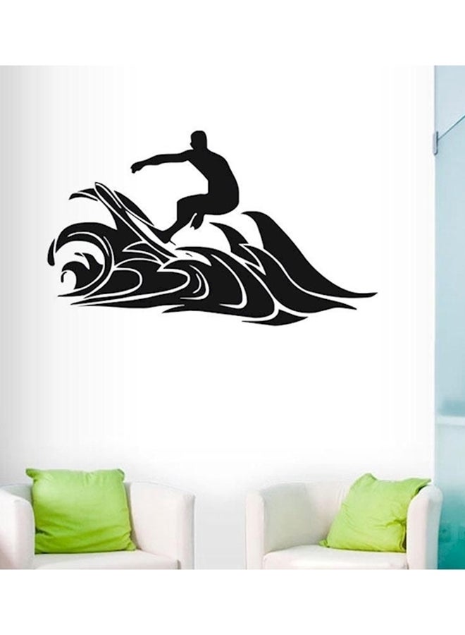 ورق حائط من الPVC لتزيين المنزل مضاد للماء يمكن تركيبه بنفسك لغرف النوم وغرف المعيشة بتصميم ركوب الأمواج أسود 50.8x86.4سم  - Image 2