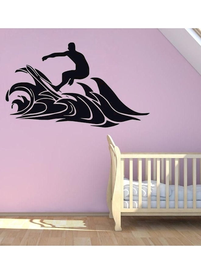 ورق حائط من الPVC لتزيين المنزل مضاد للماء يمكن تركيبه بنفسك لغرف النوم وغرف المعيشة بتصميم ركوب الأمواج أسود 50.8x86.4سم  - Image 3