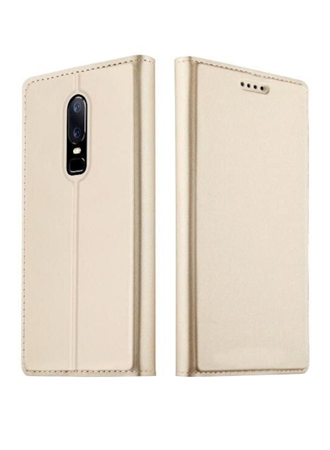 Protective Wallet Card Case Cover For OnePlus 6 Gold 