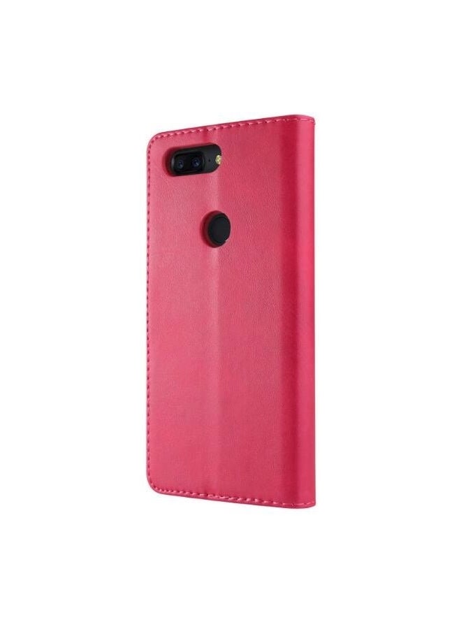 Protective Wallet Card Case Cover For OnePlus 5T Red  - Image 2