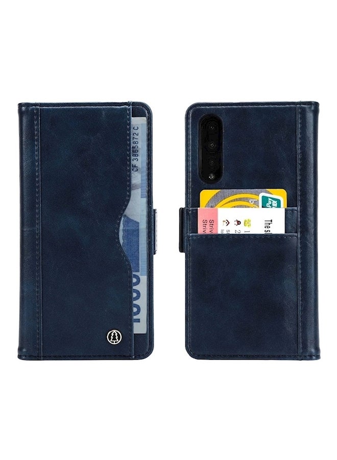 Protective Wallet Card Case Cover For Huawei P20 Pro Blue  - Image 1